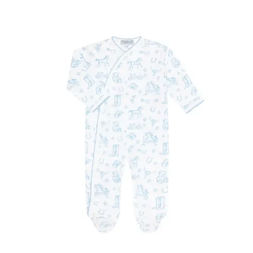 Blue Lone Star Toile Print Crossover Footie – Nellapima