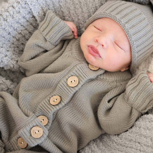 Knit Sweater Button Romper | Smoke