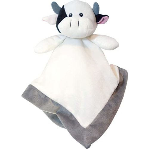 Lovey Security Blanket 12 inch Square Stuffed Animal Baby Blankie for Girls or Boys (Cow) by Baberoo, 12 Inch (Pack of 1)