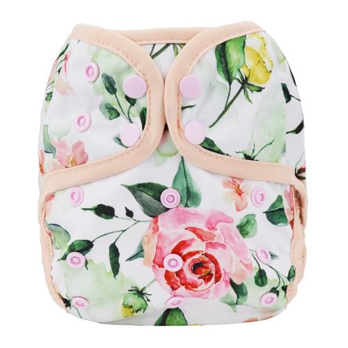 Baby Diaper Cover Nappy One Size 8lbs to 36lbs (Pink Flowers)