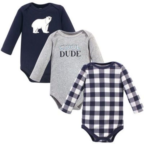 Luvable Friends Hudson Baby Long-Sleeve Bodysuits 3pk, Winter White, 6-9M