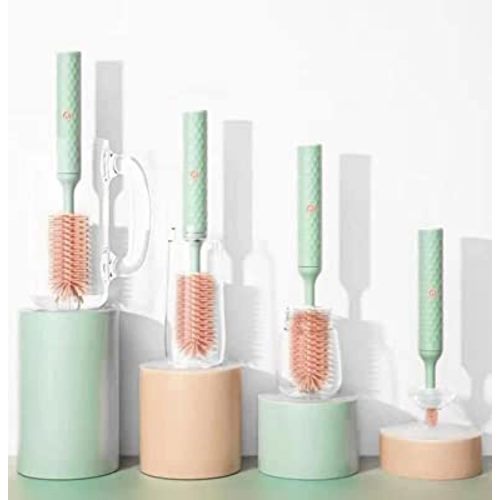 Electric Baby Bottle Brush Cleaning Set - Silicone Brush Attachments for Cups, Baby Bottles, Sippy Cups, and Baby Accessories. Cordless and Portable