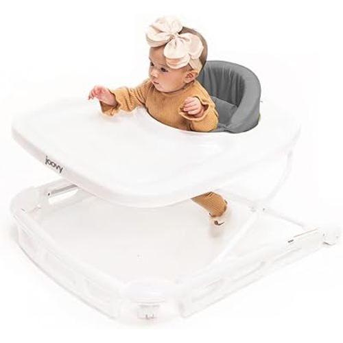 Joovy Spoon Baby Walker & Activity Center Featuring Three Adjustable Heights, Extra-Large Tray, and 30 lb Weight Capacity - JPMA Safety Certified, Charcoal