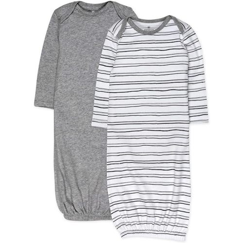 HonestBaby 2-Pack Sleeper Gowns Layette Sets 100% Organic Cotton for Newborn Baby Boys, Girls, Unisex