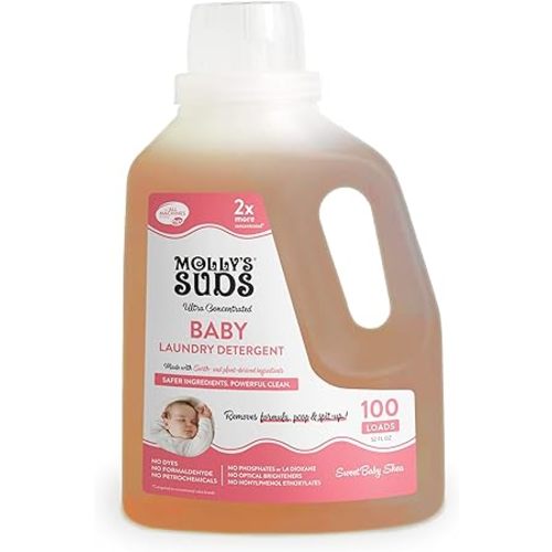 Molly's Suds Baby Liquid Laundry Detergent | Removes Formula, Poop & Spit-Up Stains | Extra Gentle on Newborn Skin (Sweet Baby Shea, 100 Loads) - Baby - Sweet Baby Shea - 52 Fl Oz
