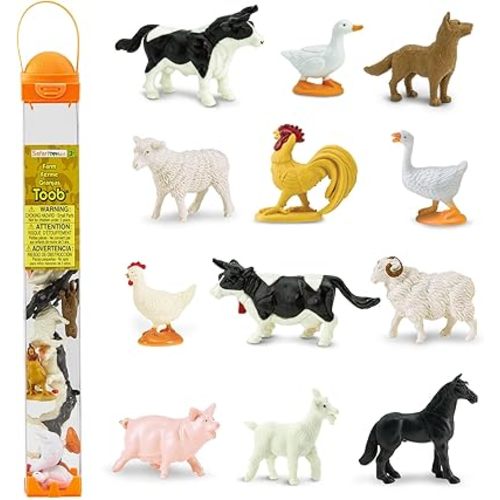 Safari Ltd. Farm TOOB - 12 Figurines Including Cow, Pig, Goat, Horse, and More - Educational Toy Set For Boys, Girls, and Kids Ages 3+