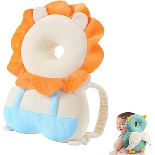 Baby Walker Head Protector Backpack Wear,Toddler Adjustable Baby Head Protection, Safety Pad Backpack for 5-24 Months Baby Learning Walking Crawling,Baby Head Protection Pad (Lion)