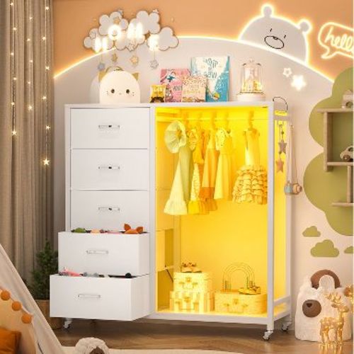 Aheaplus Dresser with 5 Fabric Drawers, Closet Storage