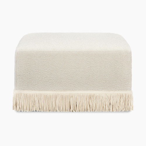 Namesake Crawford Gliding Ottoman - Ivory Boucle With Ivory Tassel Fringe