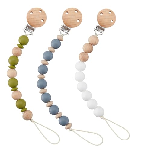 Smlpuame Pacifier Clips for Baby Girls Pacifier Holders Silicone Paci Binky Clips,Boy-3 Pack