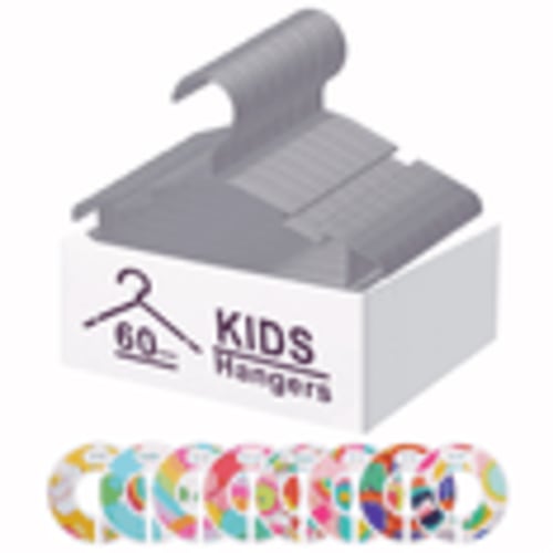 GoodtoU 60 - Pack Gray Kids' Non - Slip Plastic Closet Hangers with 8 Baby Clothes Dividers