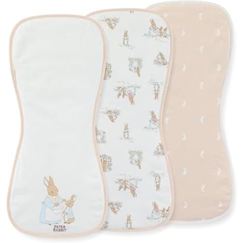 Peter Rabbit Burp Cloths 3 Pack Soft Absorbent 20" x 10" Leakproof Burping Rags for Newborn and Infants