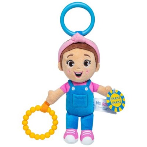 Ms. Rachel Official Sensory Take-Along Plush Toy with Baby Rattle & Clip
