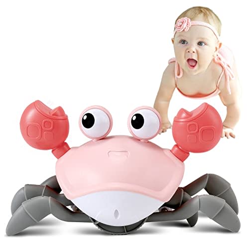 Baby Girl Toys Tummy Time: Pink Crawling Crab Babies Montessori Toy 4 5 6 7 8 9 10 11 12 18 Learning 36 Months 3 Year Old Toddler Birthday Gifts Educational Stuff for Infant Girls 0 1 2 Essentials