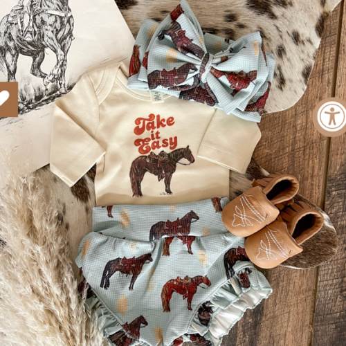 The Boys Horse Blue Ruffle Bummie&Bow