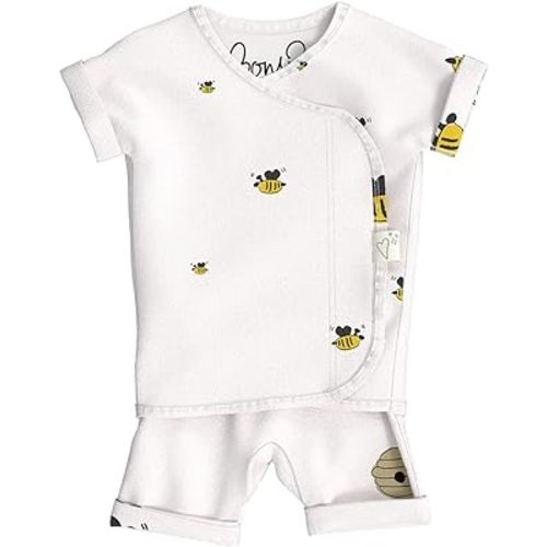 Bonsie Skin to Skin Babywear Romper - Baby Shorts Bodysuit with Bee Pattern - Bees & Honey