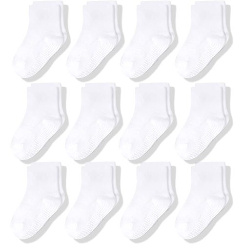 CozyWay Non Slip Toddler Socks for Kids With Grips 12 Pairs Sticky Anti Skids Boys Girls 1-9 Years