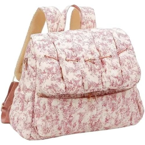 Quilted Diaper Bag Backpack with Stroller Straps Travel Baby Bag for Mom Dads Diaper Bag Purses for Women