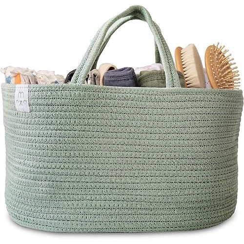 Natemia Baby Diaper Caddy Organizer - Diaper Basket and Nursery Basket - Diaper Caddy Basket - Rope Diaper Caddy - Baby Basket - Woven Diaper Caddy - Newborn Baby Caddy - Diapers Caddy