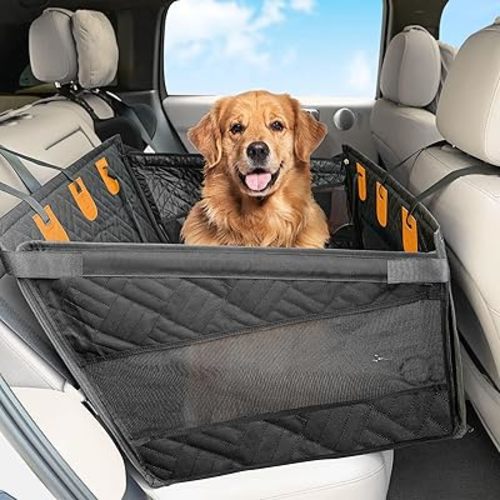 Kohree Dog Car Seat Cover for Medium Dogs, Hard Bottom Dog Car Seat Cover for Back Seat Waterproof 600D Car Hammock for Dogs Pet Back Seat Extender for Cars SUV Truck-Upgraded Version