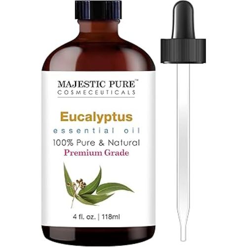 MAJESTIC PURE Eucalyptus Essential Oil | 100% Pure and Natural Eucalyptus Oil | Premium Grade Essential Oils for Hair Care, Home Diffusers, Skin, Aromatherapy, Massage and Humidifiers | 4 Fl Oz
