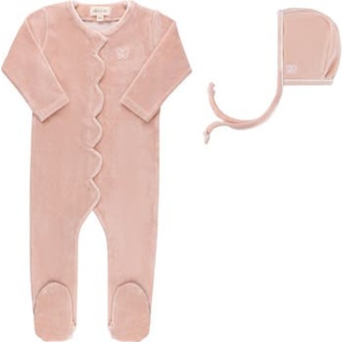 Velour Embroidered Bird & Butterfly Collection - Footie + Bonnet, 1M
