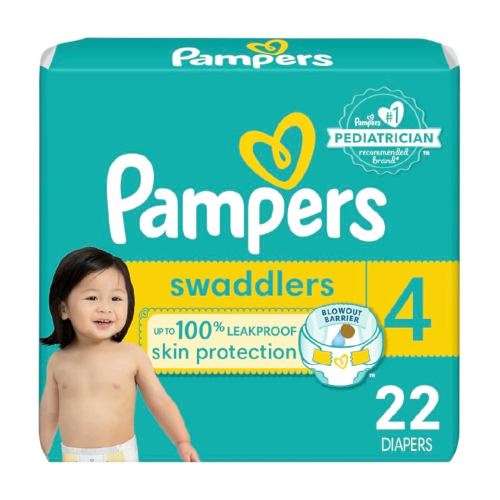 Pampers Baby Diapers - Swaddlers - Size 4, 22 Count, Ultra Absorbent Disposable Infant Diaper