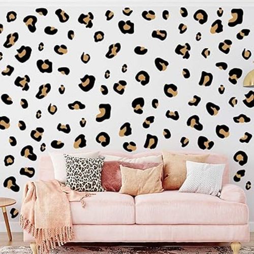10 Sheets 290Pcs Leopard Wall Decals Removable Peel & Stick Wall Stickers Self-Adhesive Animal Print Vinyl Decor for Nursery,Car,Door,Home,Bedroom,DIY Easy Installation