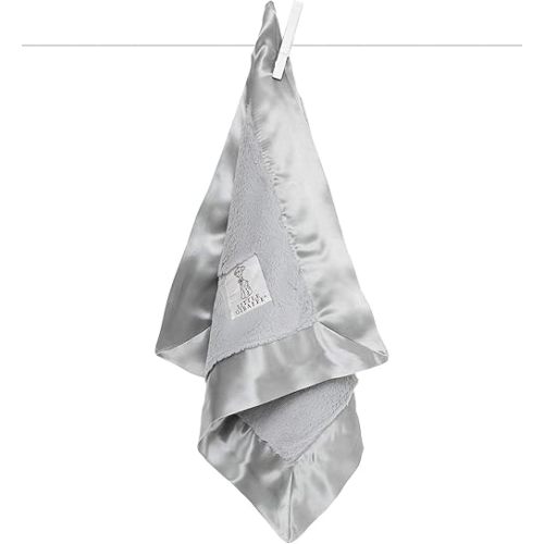 Little Giraffe Luxe Ultra-Plush Mini Blanky 17″×17″ – Baby Security Blanket & Lovey, Faux-Fur Plush with Satin Border, Newborn Infant Snuggle Blanket Gift - Silver