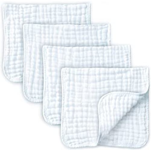 KiddyCare Muslin Burp Cloths | Burp Clothes for Baby Girl/boy | Organic Baby Clothes Burping Cloths for Babies | 6 Layers absorbance | Baby Burp Cloth 10x20 inches 4 Pieces