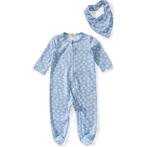 Adventurewear 360 Baby Boys All-Over Baseball Print Footed Coverall