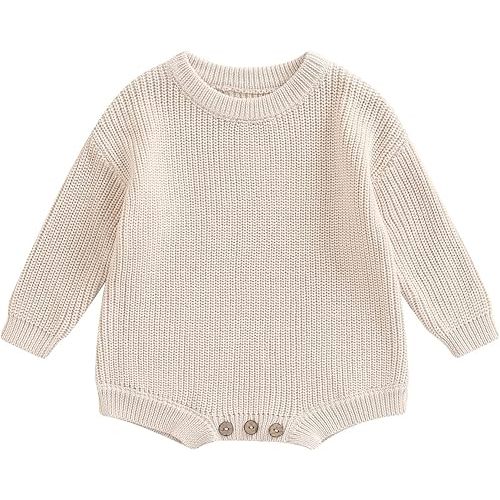 FYBITBO Baby Girl Boy Sweater Knit Oversized Pullover Sweatshirt Romper Onesie Warm Fall Winter Clothes Outfit Newborn