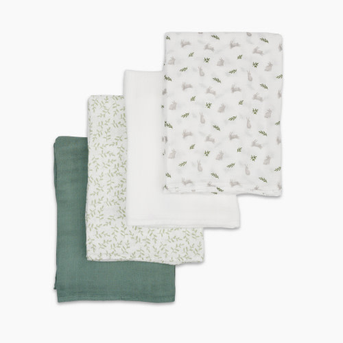 Lulujo Bamboo Muslin Swaddles (4 Pack) - Green