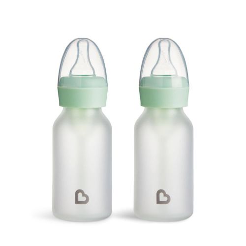 Munchkin Bond Silicone Coated Glass Baby Bottles - Mint - 4 fl oz/2pk: BPA-Free, Level 1 Slow Flow, 0.73 lbs