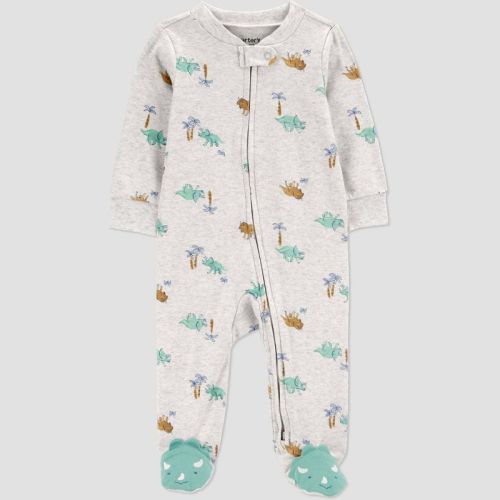 Carter's Just One You®️ Baby Boys' Sleep N' Play - Green 6m: Dinosaur Pattern, Cotton-polyester Blend, Footed Pajamas, Two-way Zipper