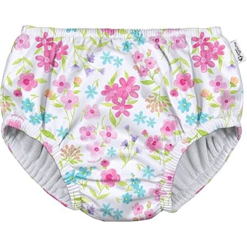 green sprouts baby girls Pull-up Reusable and Toddler Swim Diaper, White Flower Bouqet, 6-12 Months US