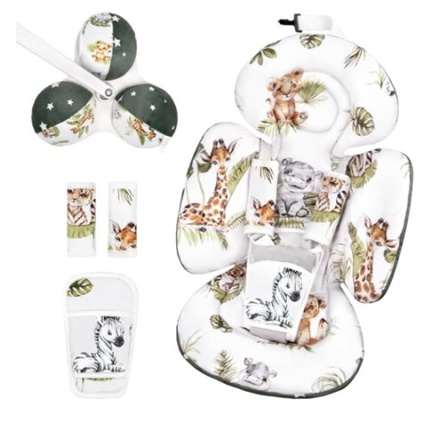 Infant Insert Compatible with 4moms Mamaroo Swing and Infant Carseat, Including 3 Replacement Toys, Reversible Newborn Insert for Baby Swing, Stroller, Bouncer, Soft Fabric - Animals