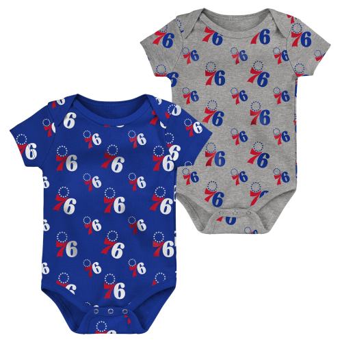 Philadelphia 76ers Infant Two-Pack Double Up Bodysuit Set - Royal/Gray