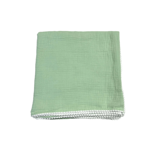 Muslin Swaddle, Sage with White