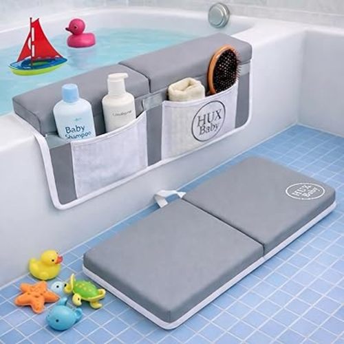 Baby Bath Kneeler and Elbow Rest Pad Set, Thick Kneeling Pad for bathtime, Comfortable Baby Bath Support Cushion, Essential Bathtub Accessories for Kids, Bain Pour Bebe, Babyshower Gifts