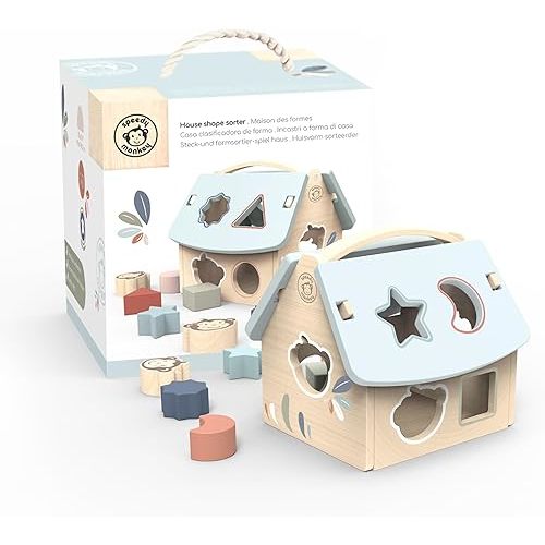 Speedy Monkey House Shape Sorter with 8 Blocks, Fun Colors, Shapes, Monkey Character, Wooden Toy, Non-Toxic Paint, Enhances Learning, Ideal for Kids