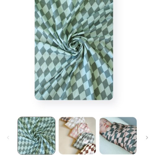 Supremely-Soft Swaddle || Faded Teal + Sky Diamond Checkerboard – Puffling