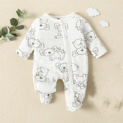 BVOFAR Newborn Baby Footies Romper Cute Koala Print Play One-Piece Cotton Soft Snap-up Onesie Casual Long Sleeve Jumpsuit for Girl Boy