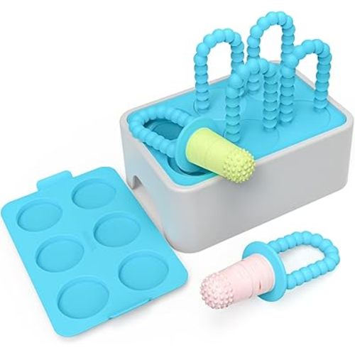 Morlike Baby Tiny Pops, 100% Silicone Popsicle Mold for Infants 4 Months +, Breastmilk Ice Pop Molds Teethers for Teething Relief, Baby Essentials, BPA Free & Dishwasher Safe (Mint)