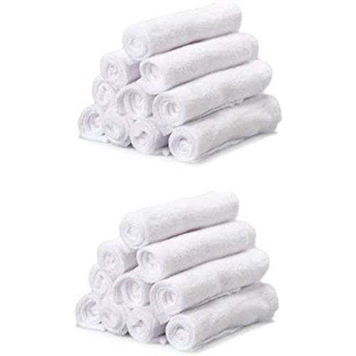Spasilk Washcloth Wipes Set for Newborn Boys and Girls, Soft Terry Washcloth Set, Pack of 20, White
