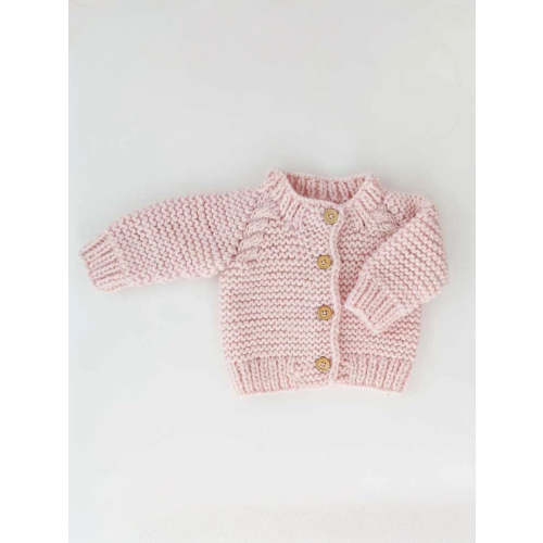 Garter Stitch Cardigan Sweater, Blush Pink