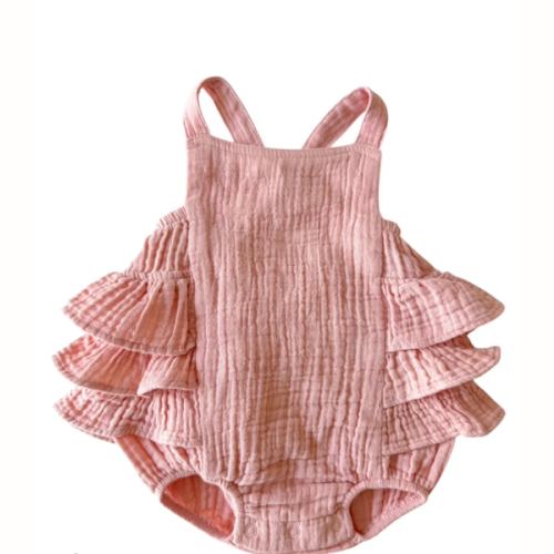 Ruffle Sunsuit, Rose Smoke – SpearmintLOVE