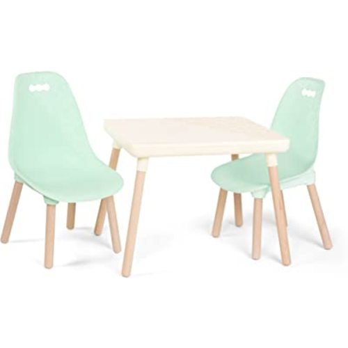 B. toys- B. spaces- Table and Chair Set- Furniture For Toddlers- 1 Craft Table & 2 Chairs- Natural Wooden Legs- Mint- 3 years +
