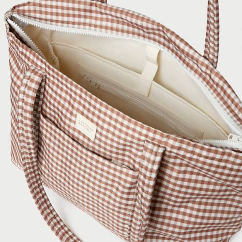 Mira Brown Gingham Everyday Tote | Totes | Handbags