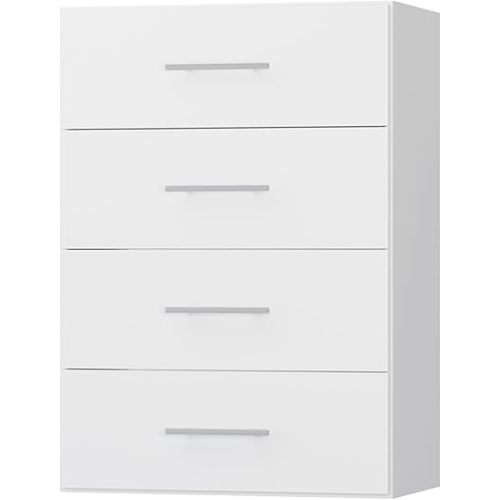 4 Drawer Short Tower Closet Unit, Modular Closet System, Wood Closet System Organizer with Storage for Walk In Closets, Clothing Rack Closet for Hanging Clothes, Bedroom, White, 19.5"W
